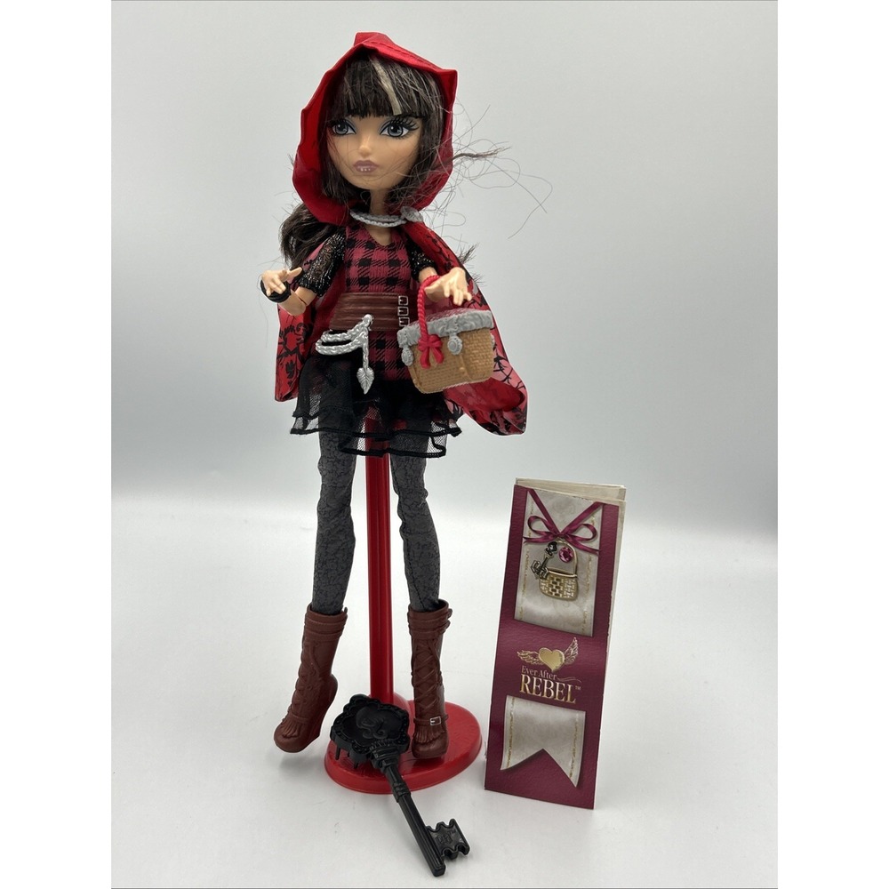 Ever After High Cerise Hood Doll Bookmark Stand Brush Bag EUC